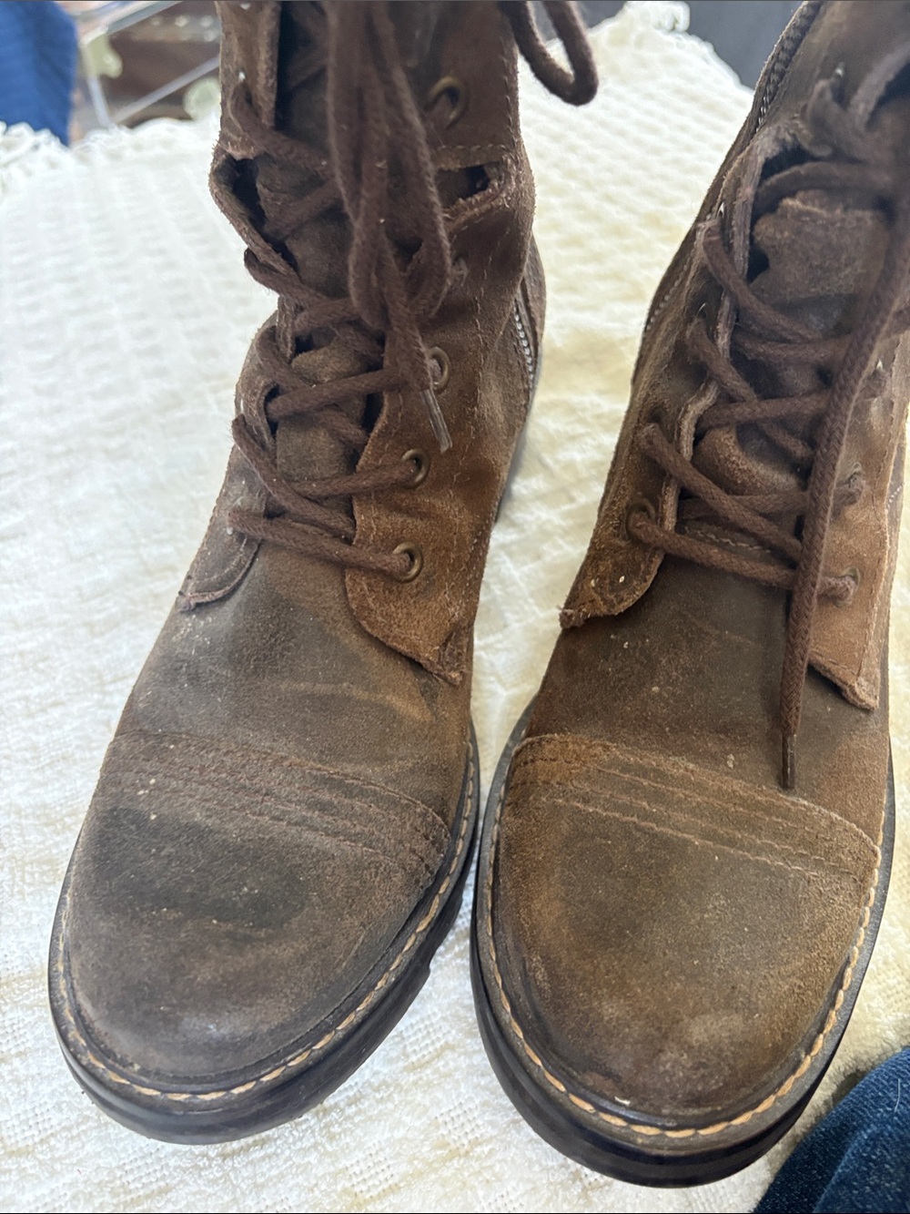 Donald J. Pliner Brown Suede Lace-Up Combat Boots